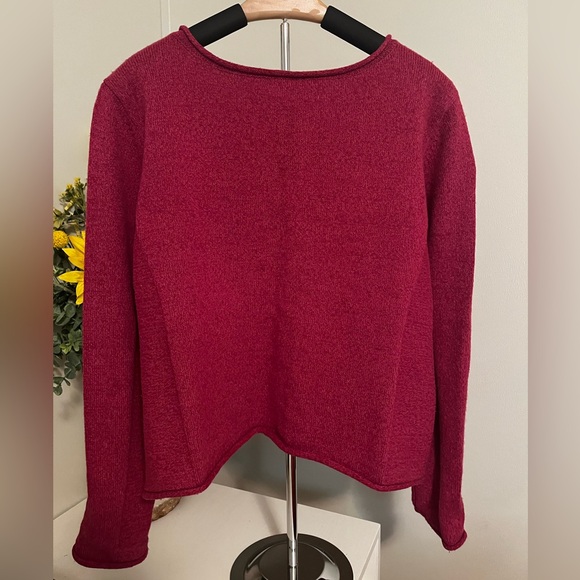 Sundance Raspberry Button-Accent Silk Blend Sweater PXL - Picture 2 of 6
